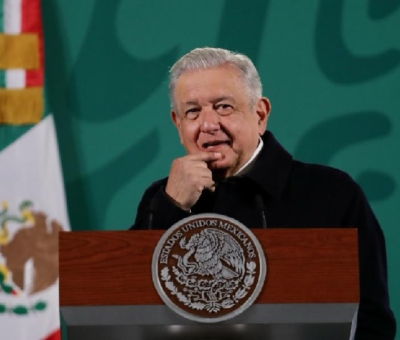 El presidente Andrés Manuel López Obrador durante su conferencia matutina desde Palacio Nacional, en la Ciudad de México, el 27 de diciembre de 2021. Foto Roberto García Ortiz