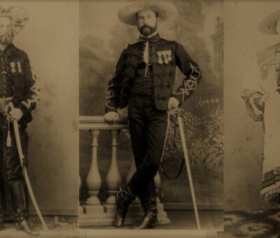 En la imagen adjunta se observan a tres austrohúngaros arraigados en México, donde muestran las condecoraciones del Segundo Imperio, adoptando vestimenta rural mexicana. (Archivo)
