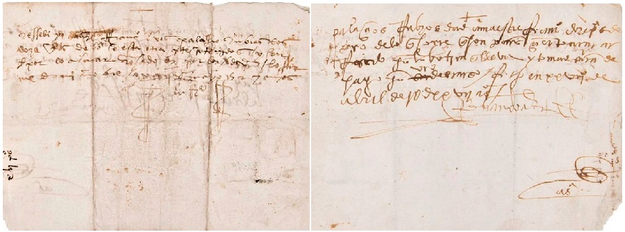 El manuscrito firmado por Hernán Cortés en 1527, que fue robado del Archivo General de la Nación de México. (FBI)
