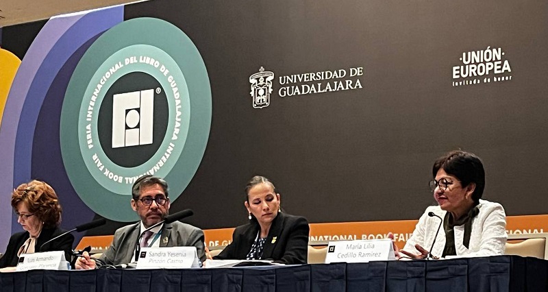 La rectora María Lilia Cedillo Ramírez, durante su participación en el marco de la Feria Internacional del Libro (FIL) 2023, en Guadalajara. (BUAP)