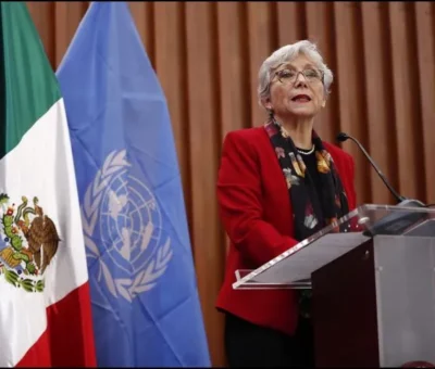La presidenta del comité contra la desaparición forzada, Carmen Rosa Villa, habla durante una conferencia de prensa en la Ciudad de México. EFE/J. Méndez