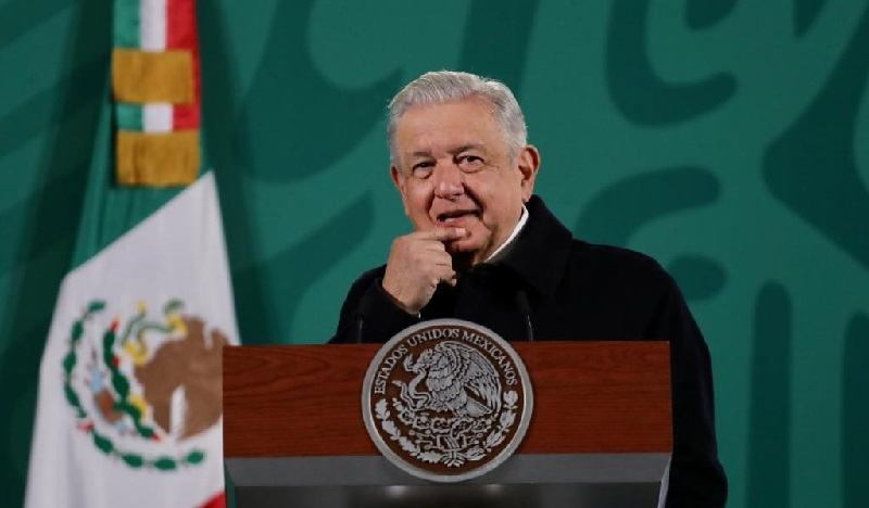 El presidente Andrés Manuel López Obrador durante su conferencia matutina desde Palacio Nacional, en la Ciudad de México, el 27 de diciembre de 2021. Foto Roberto García Ortiz