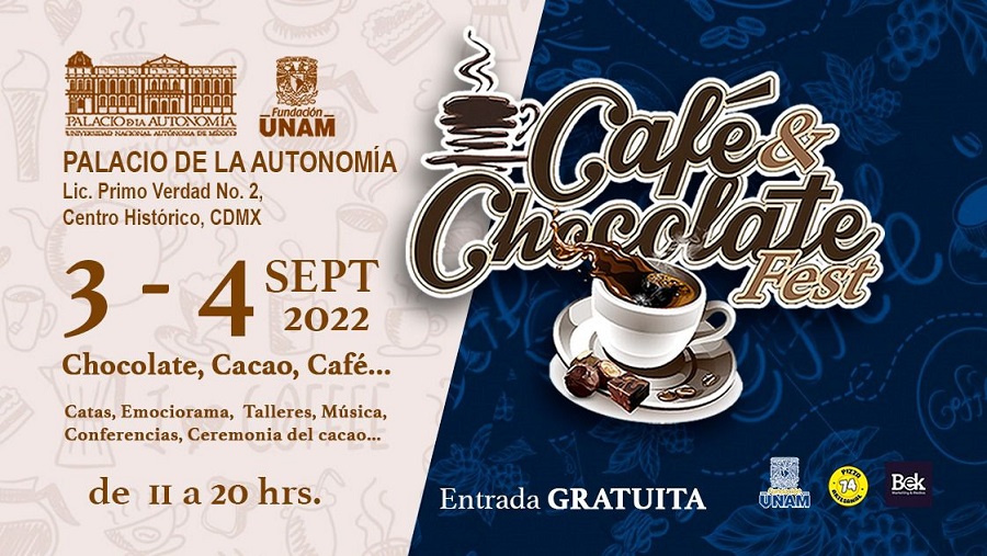 La Edición No. 15 del CAFÉ & CHOCOLATE FEST se celebrará en grande los días 3 y 4 de septiembre en el Palacio de la Autonomía de la Fundación UNAM, Centro Histórico.